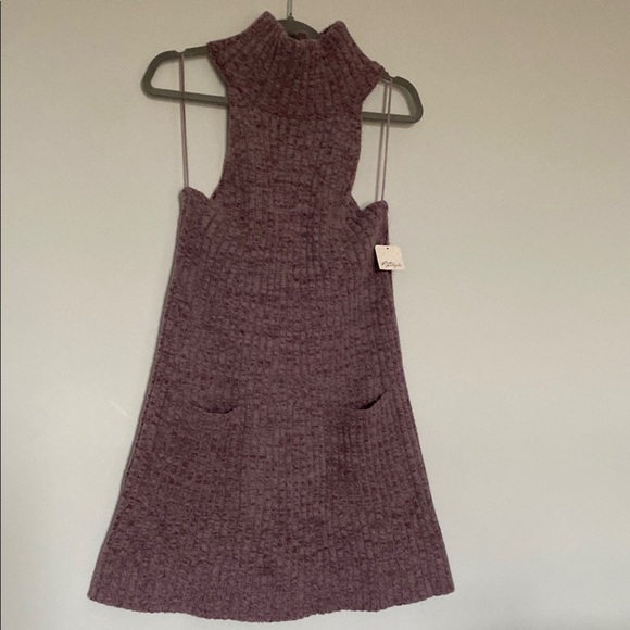 Free People | Claude Knit Halter Turtle neck sleeveless mini dress - Large - Picture 1 of 7
